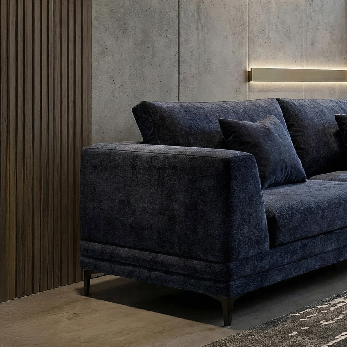 Linden 3-Seater Sofa in Aegean Blue Velvet
