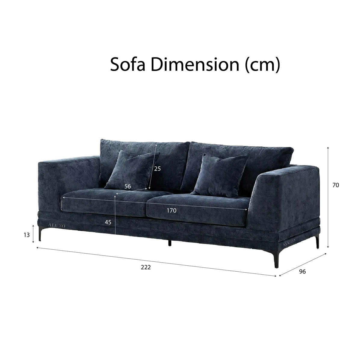 Linden 3-Seater Sofa in Aegean Blue Velvet