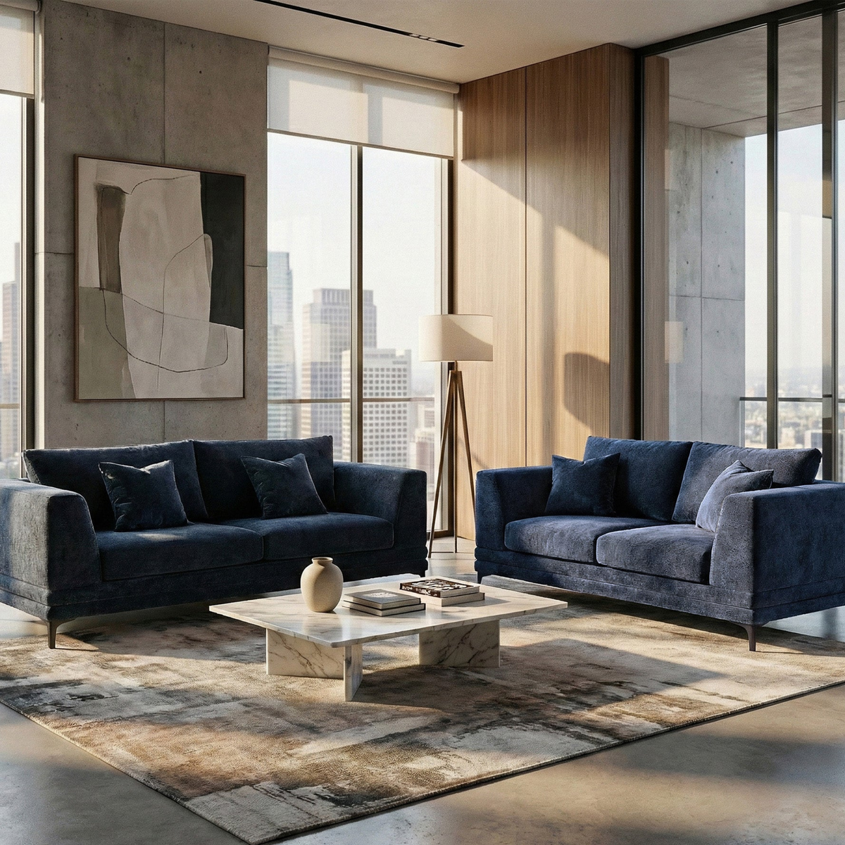 Linden 3-Seater Sofa in Aegean Blue Velvet