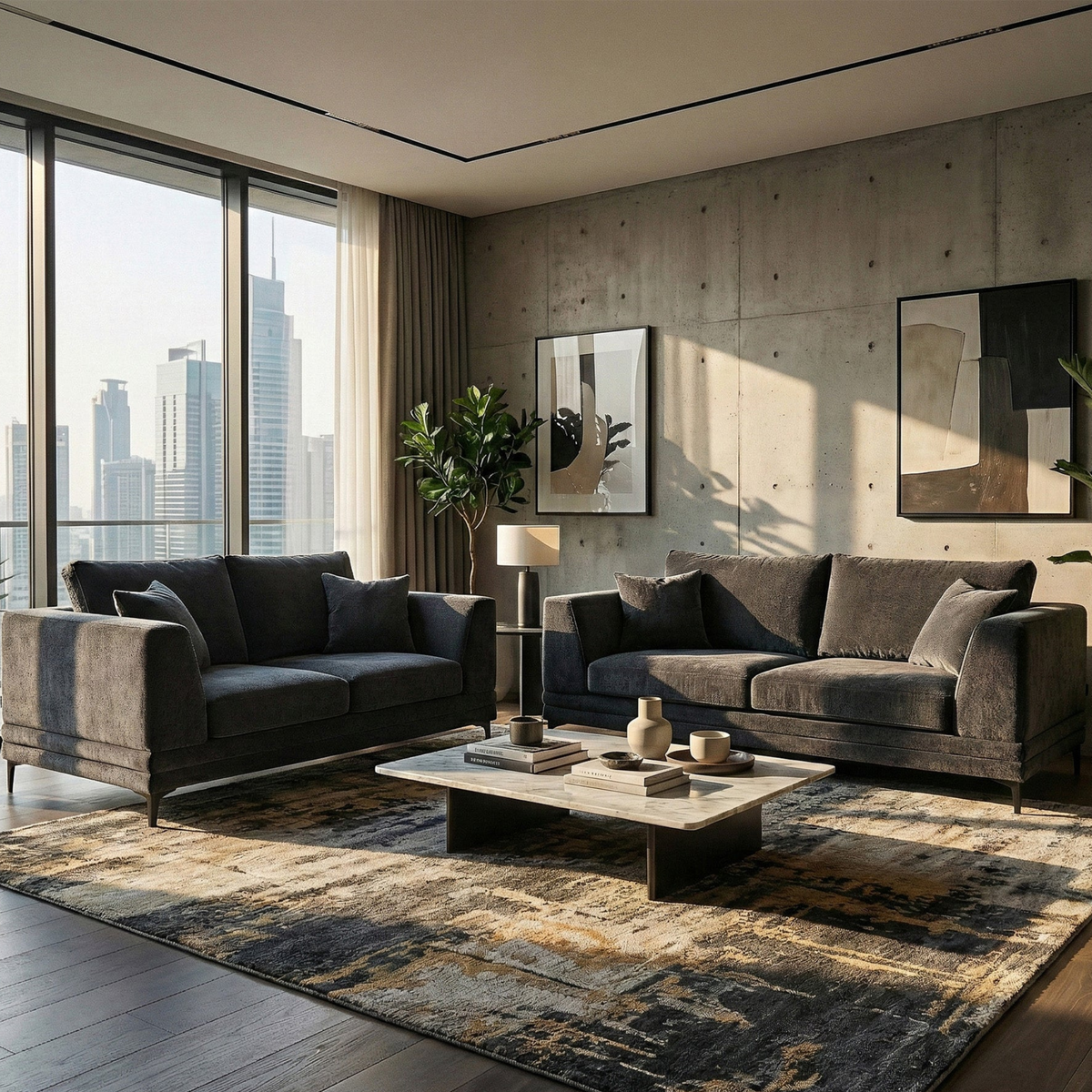 Linden 3-Seater Sofa in Steel Velvet