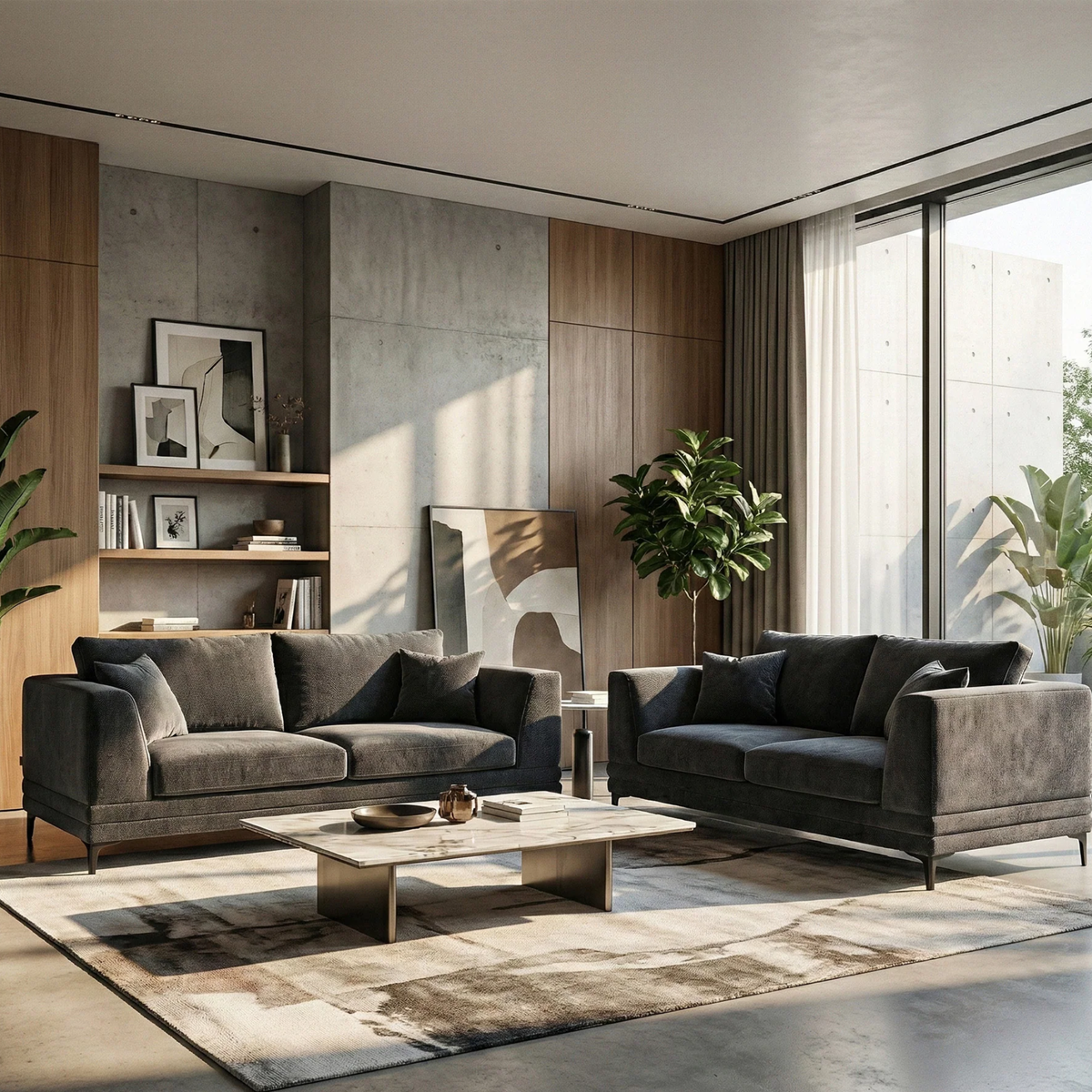 Linden 3-Seater Sofa in Steel Velvet