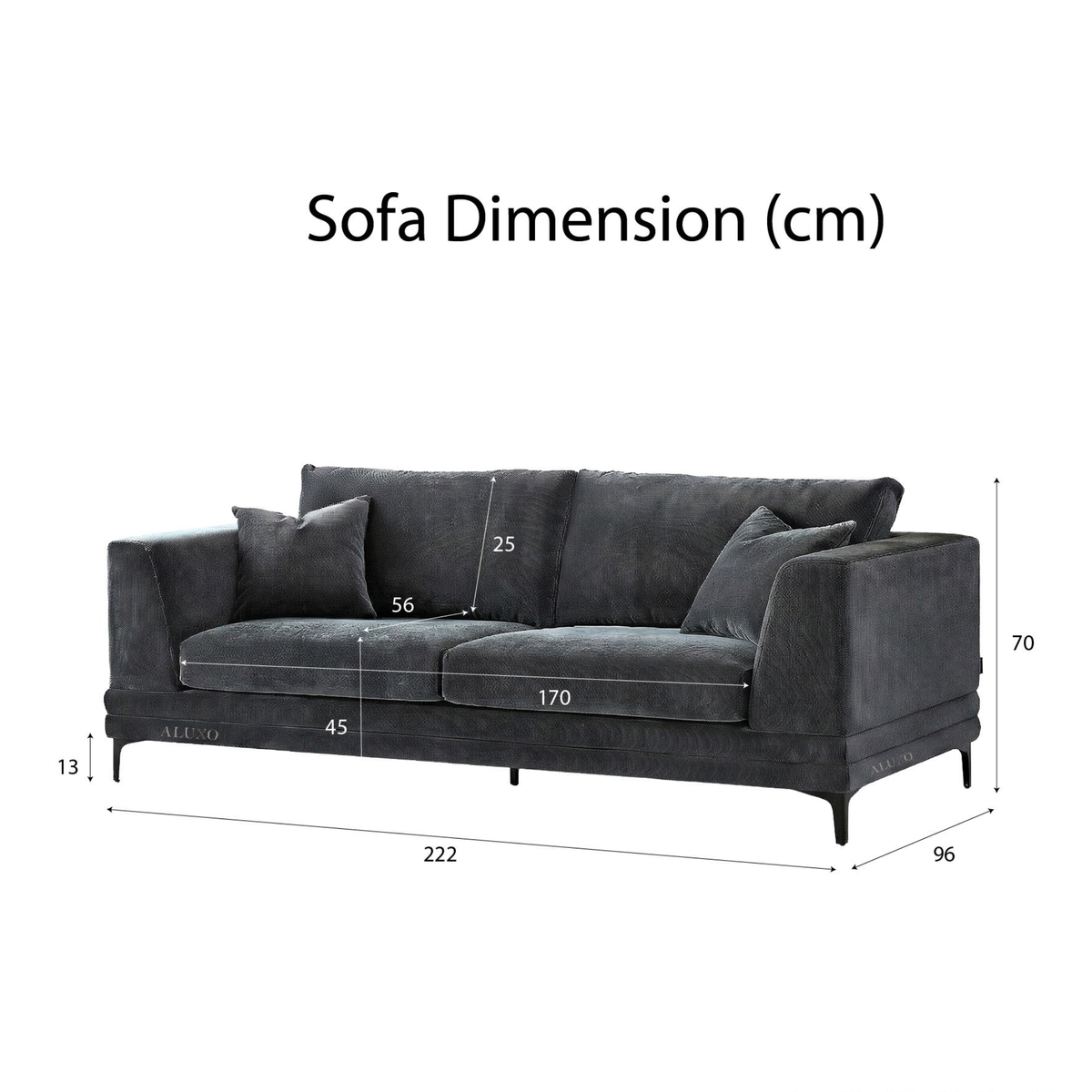 Linden 3-Seater Sofa in Steel Velvet