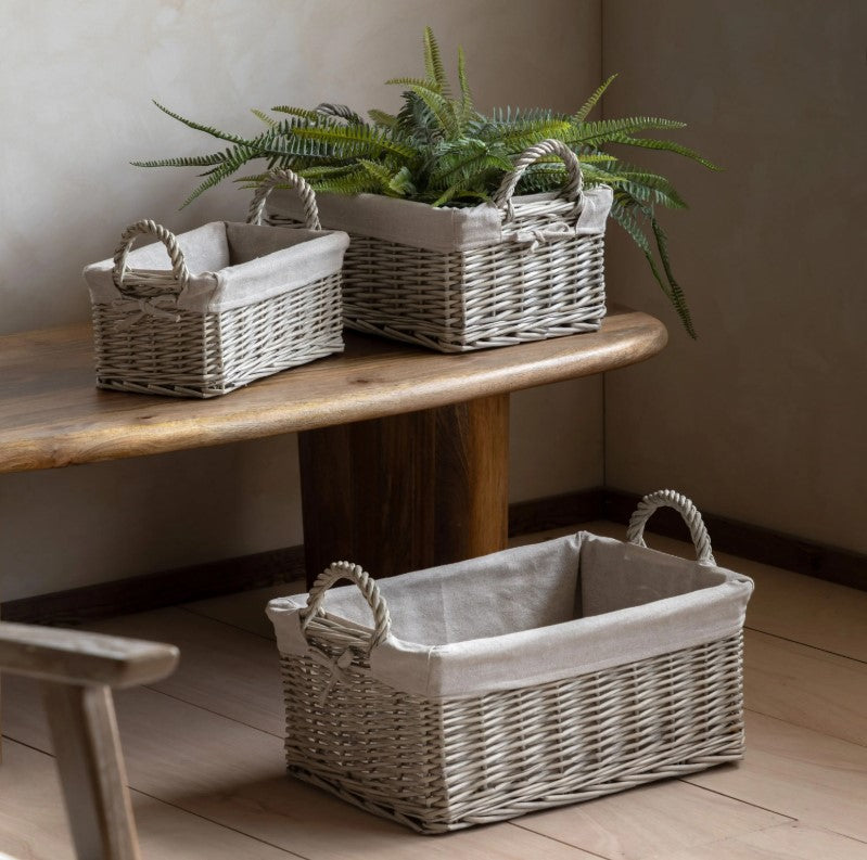 Desser Lined Baskets Natural Set of 2