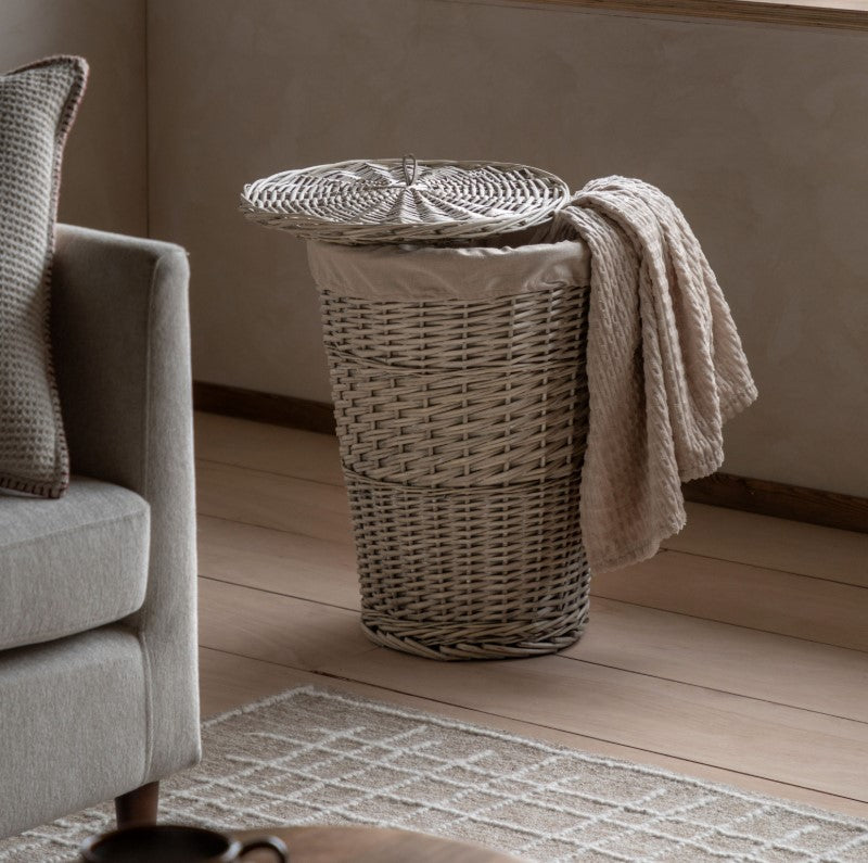 Desser Lined Natural Laundry Basket with Bow Set of 2