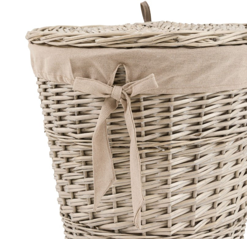 Desser Lined Natural Laundry Basket with Bow Set of 2
