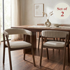 Lionara Walnut Wraparound Set of 2 Dining Chairs in Oatmeal Boucle