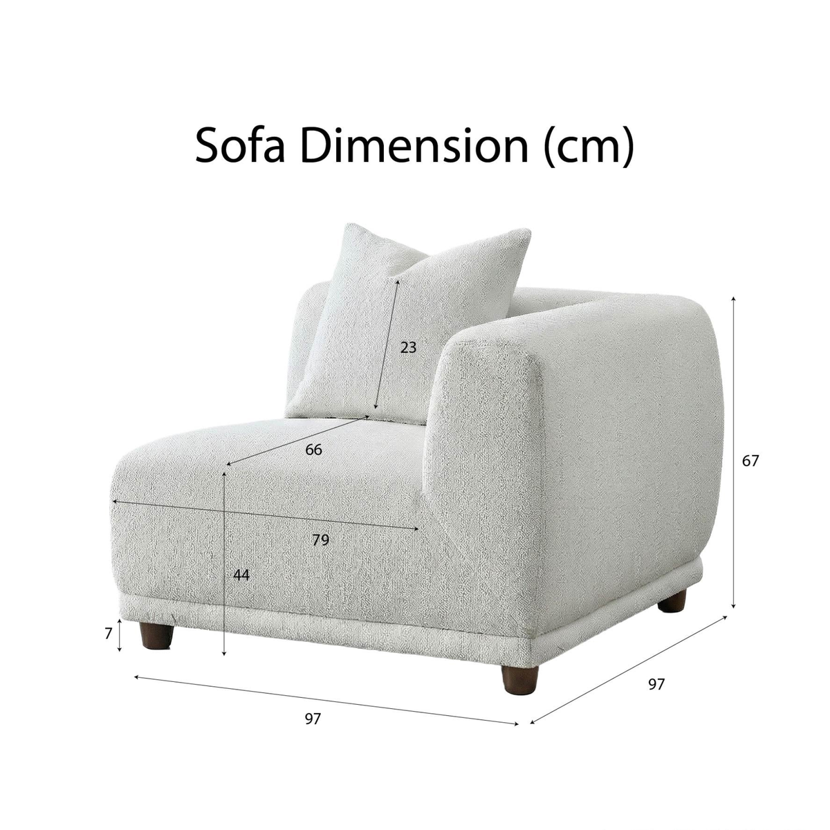 Liora 5-Piece Modular Corner Sofa in Polar Boucle