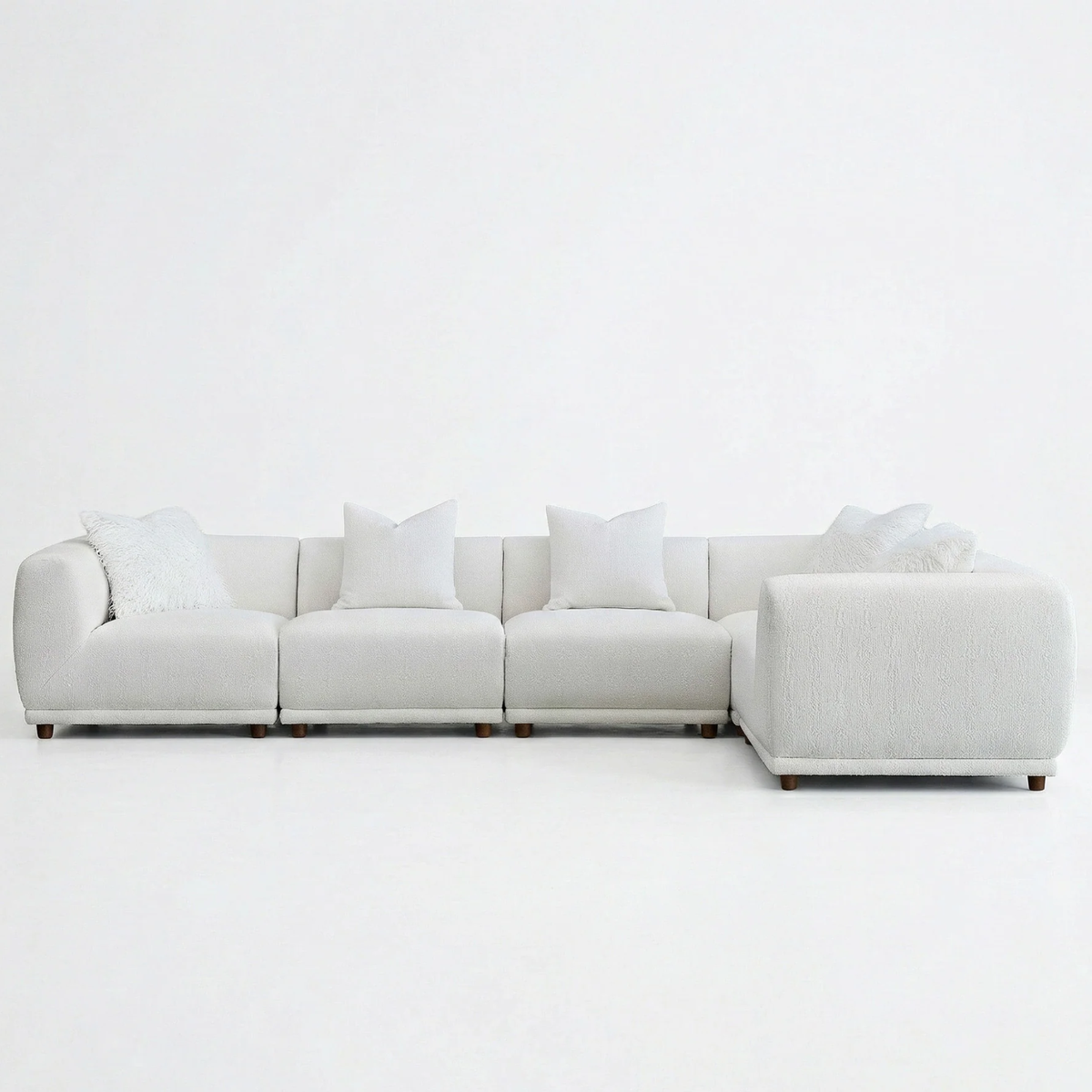 Liora 5-Piece Modular Corner Sofa in Polar Boucle