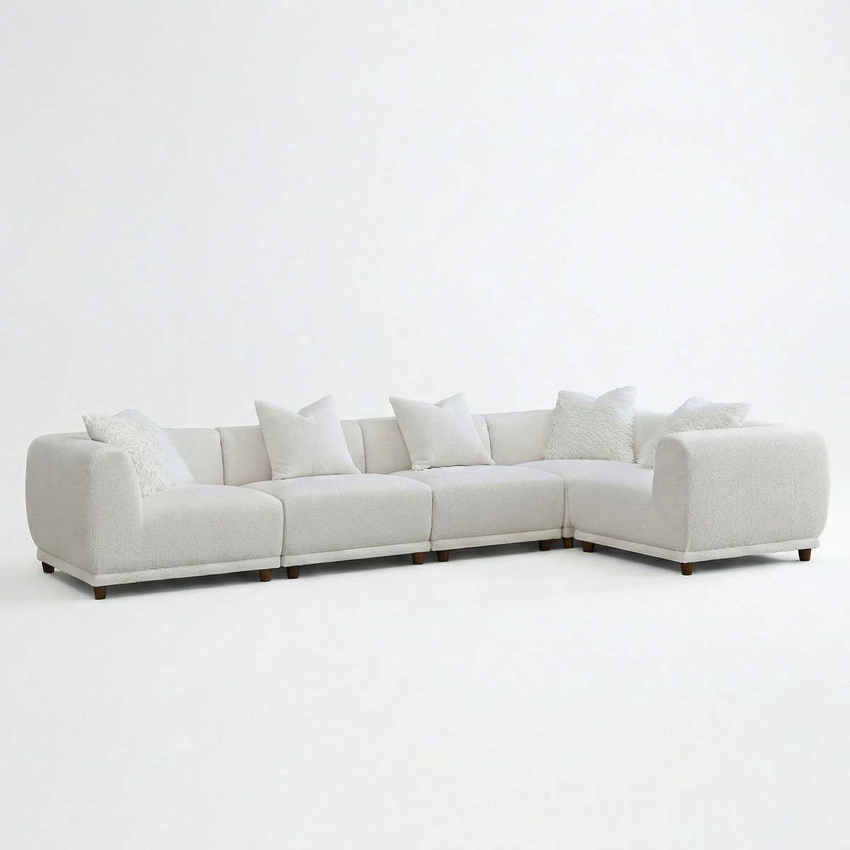 Liora 5-Piece Modular Corner Sofa in Polar Boucle
