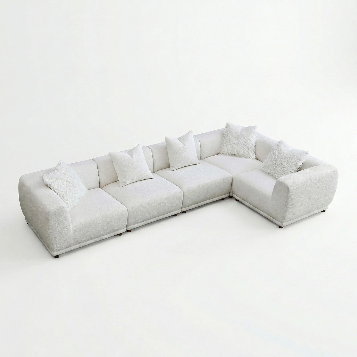 Liora 5-Piece Modular Corner Sofa in Polar Boucle