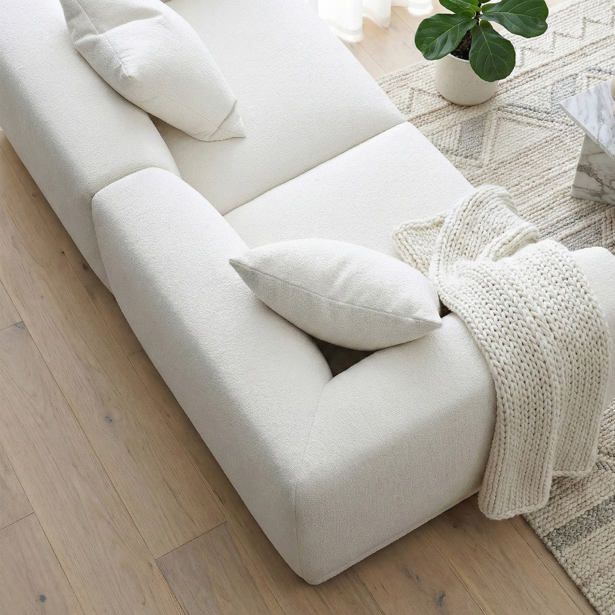 Liora 5-Piece Modular Corner Sofa in Polar Boucle