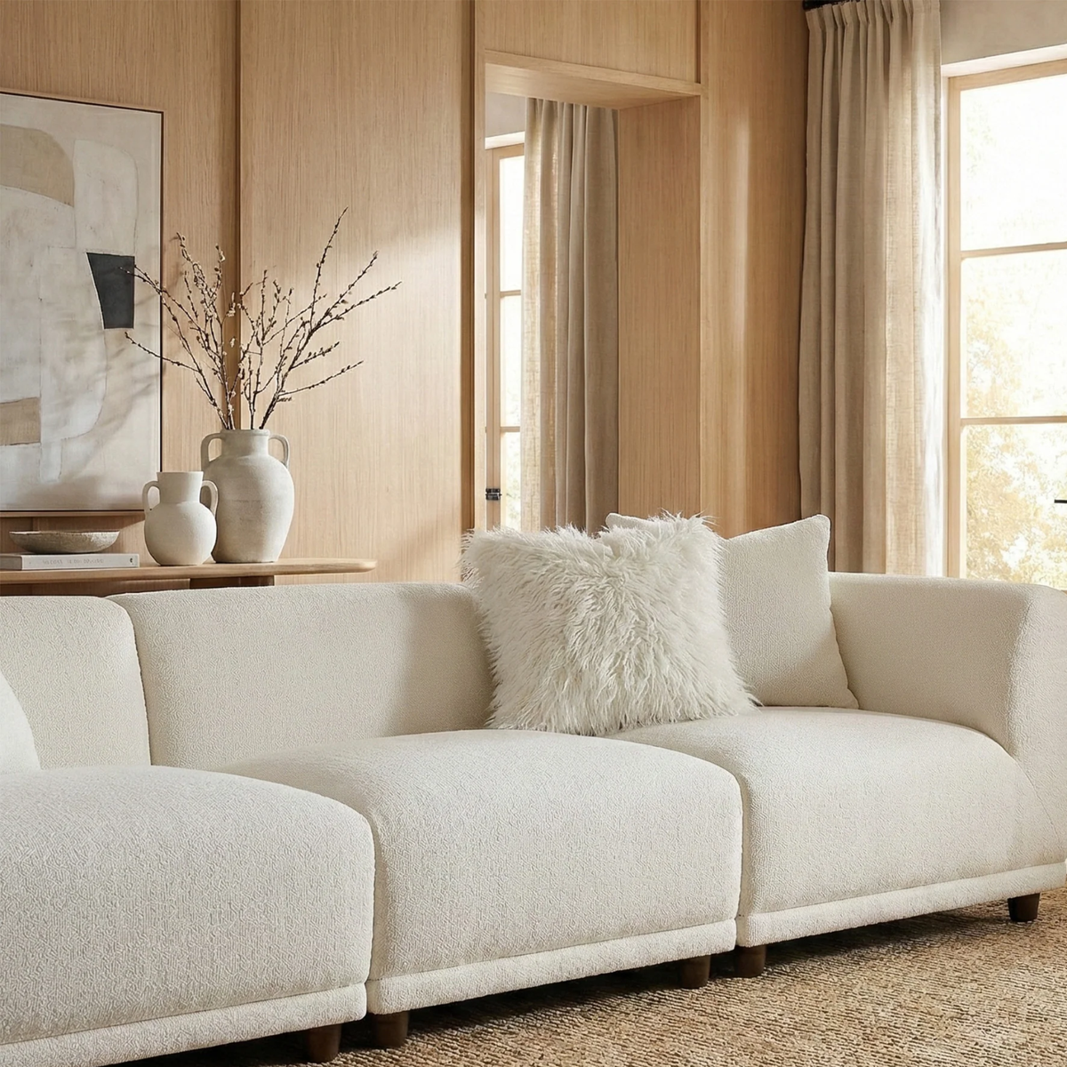 Liora 5-Piece Modular Corner Sofa in Polar Boucle