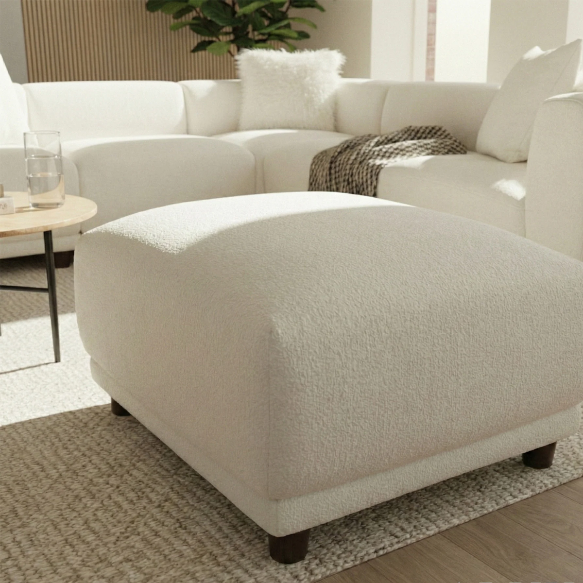Liora Modular Footstool in Polar Boucle