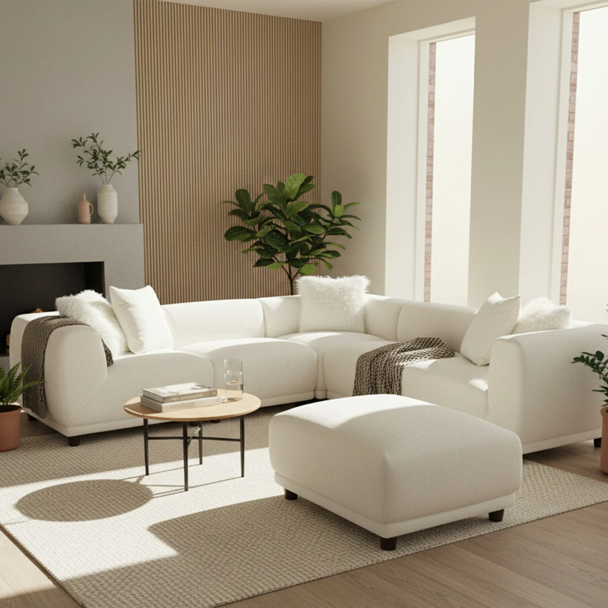 Liora Modular Footstool in Polar Boucle