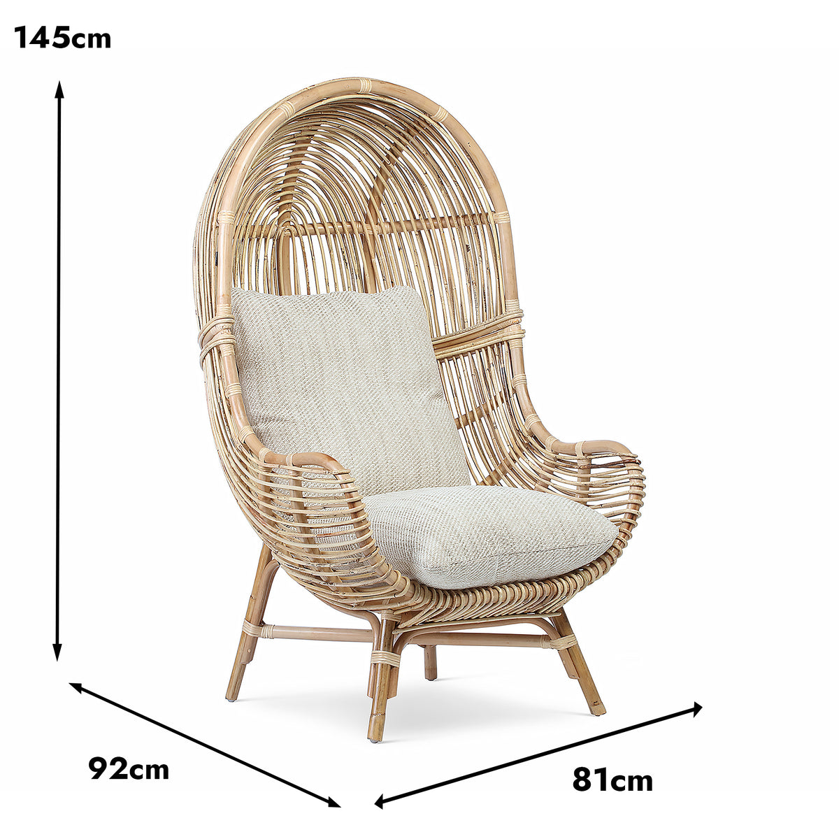 Loft Chair Natural Rattan in Leafy Green Tropical Fabric