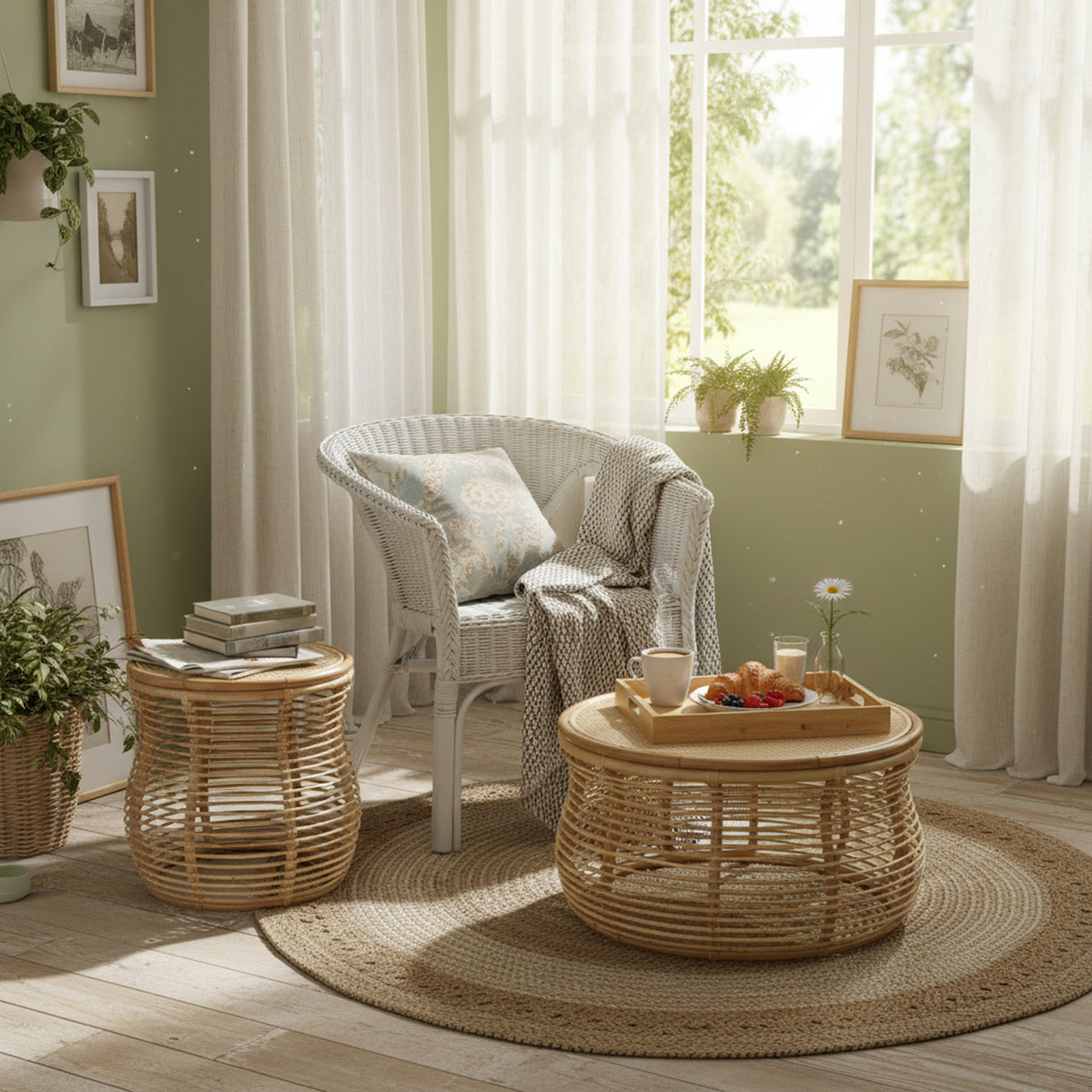 Adults Small Wicker Loom Chair - White