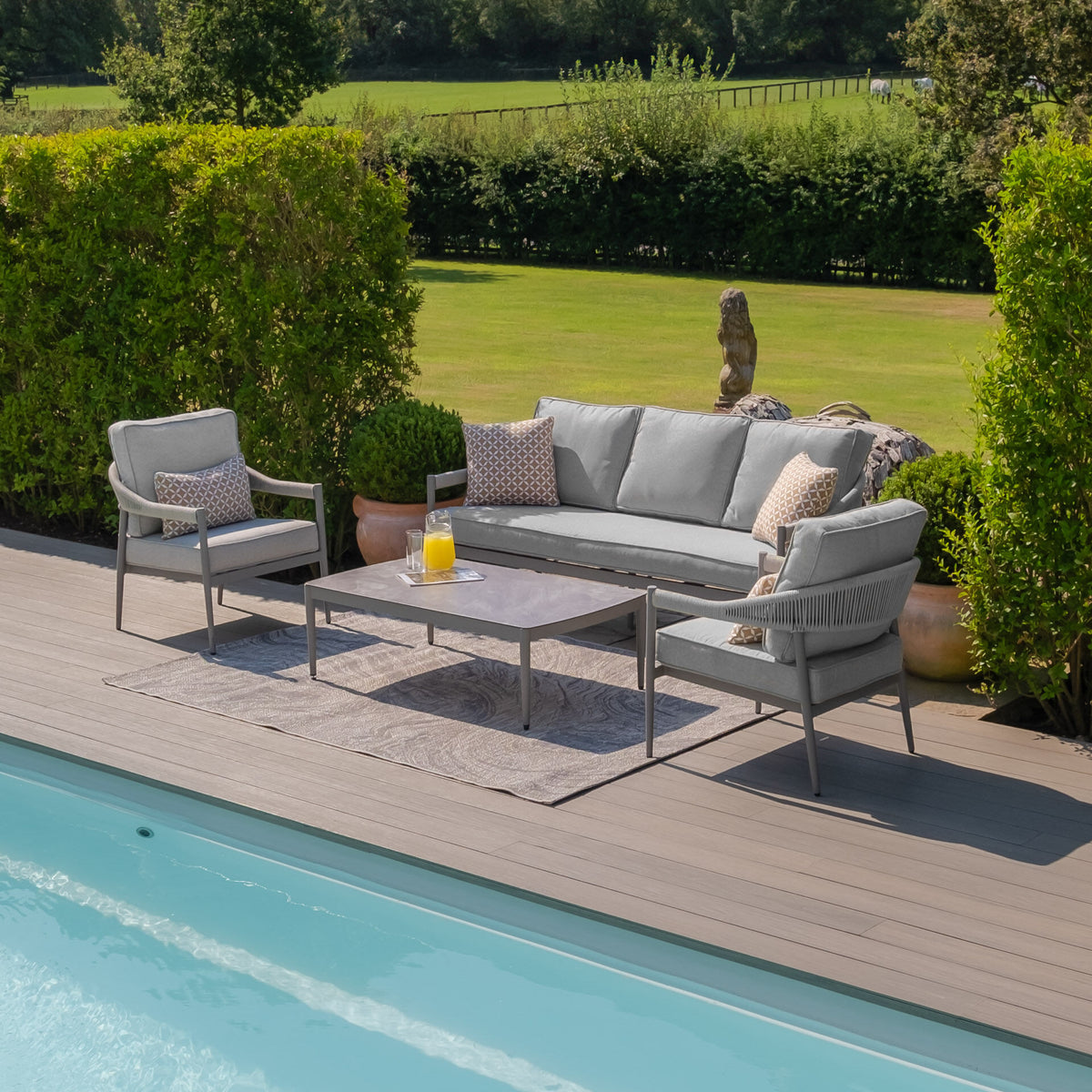 Loretto 3 Seat Sofa Set - Cool Linen