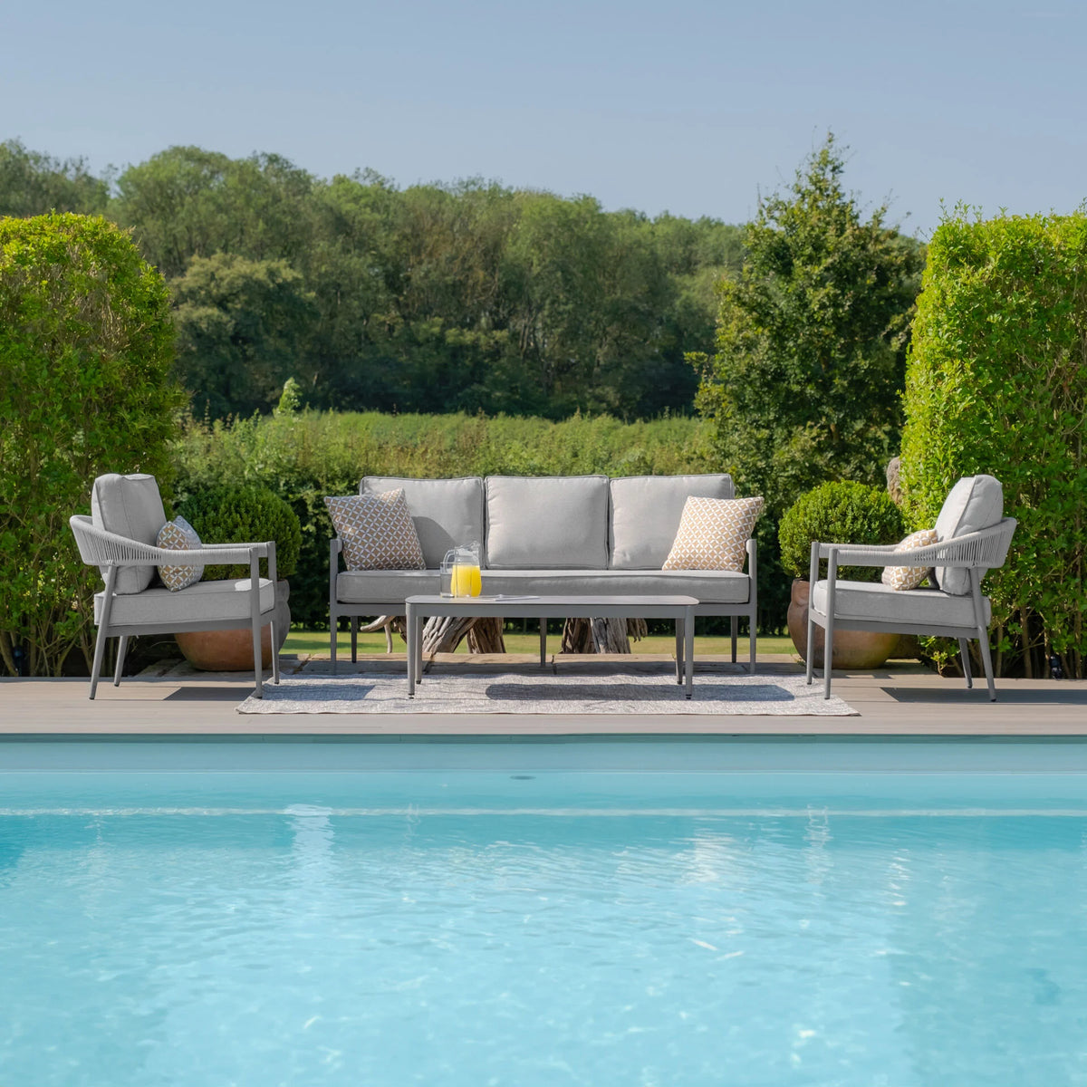 Loretto 3 Seat Sofa Set - Cool Linen