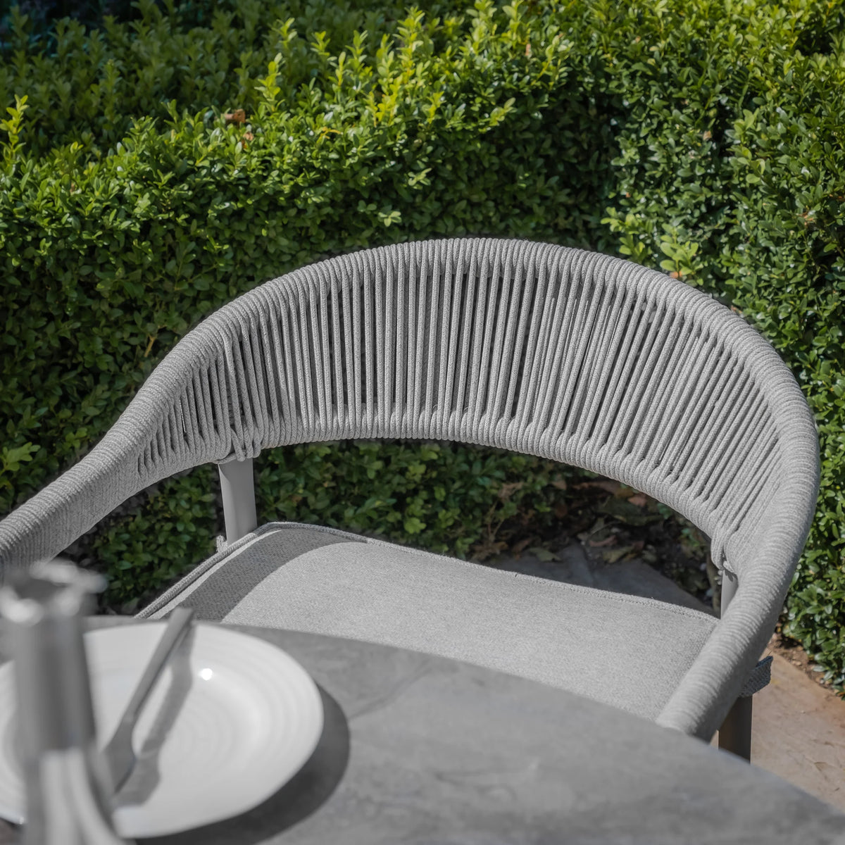 Loretto 4 Seat Round Dining Set With Lazy Susan - Cool Linen