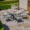 Loretto 6 Seat Oval Dining Set With Lazy Susan - Cool Linen