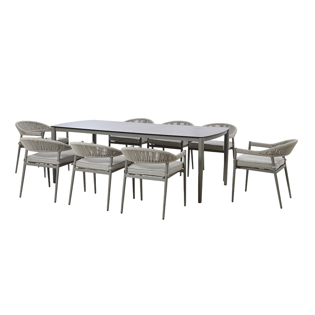 Loretto 8 Seat Rectangular Dining Set - Cool Linen