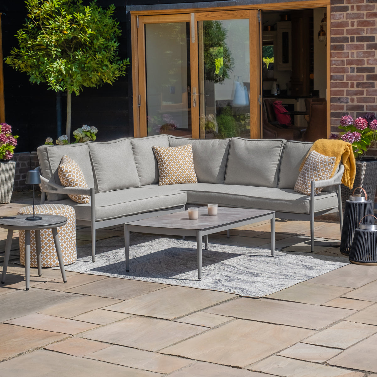 Loretto Small Corner Sofa Set - Cool Linen