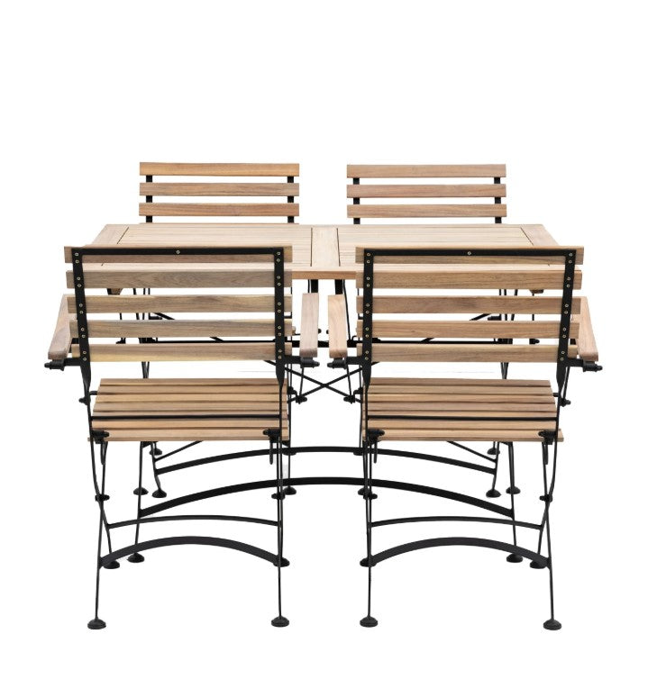 Lugo Outdoor Folding Dining Set - Acacia Wood with Metal Detailing