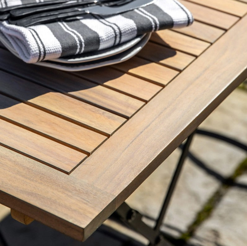 Lugo Outdoor Folding Dining Set - Acacia Wood with Metal Detailing