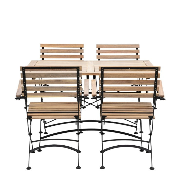 Lugo Outdoor Folding Dining Set - Acacia Wood with Metal Detailing