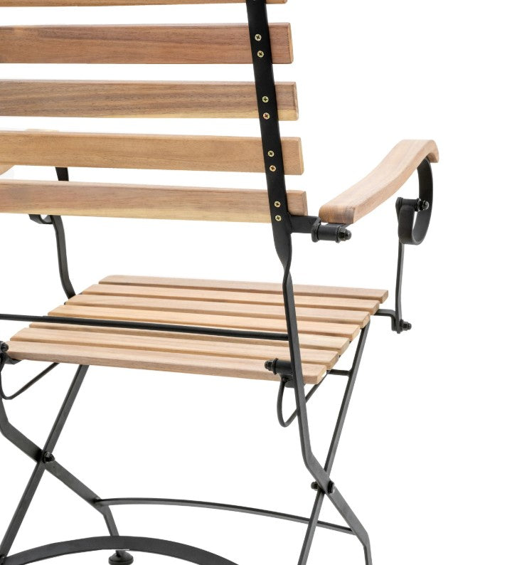 Lugo Outdoor Folding Dining Set - Acacia Wood with Metal Detailing
