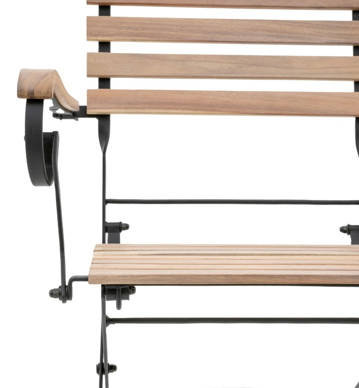 Lugo Outdoor Folding Dining Set - Acacia Wood with Metal Detailing