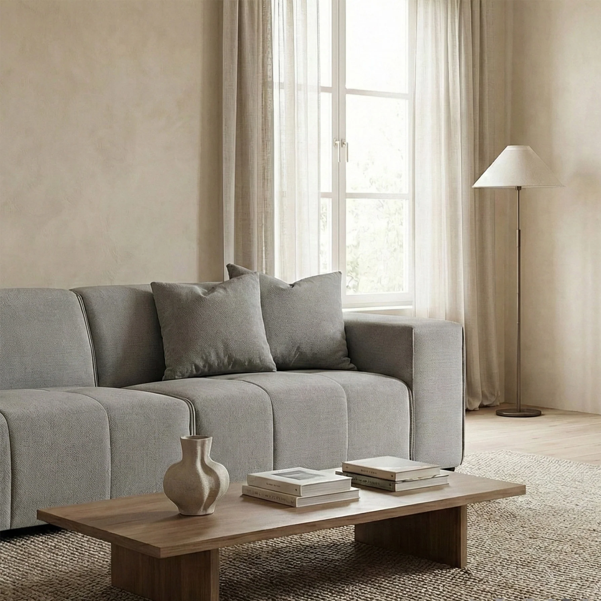 Lunaris Left Hand Corner Group in Cloudy Grey Boucle