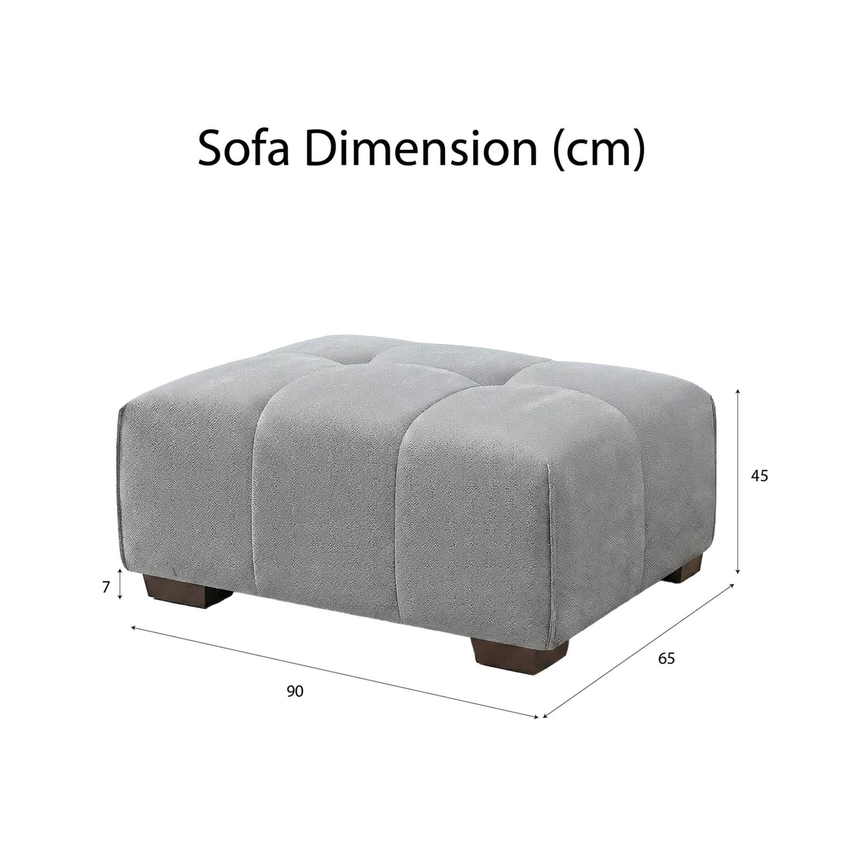 Lunaris Modular Footstool in Cloudy Grey Boucle