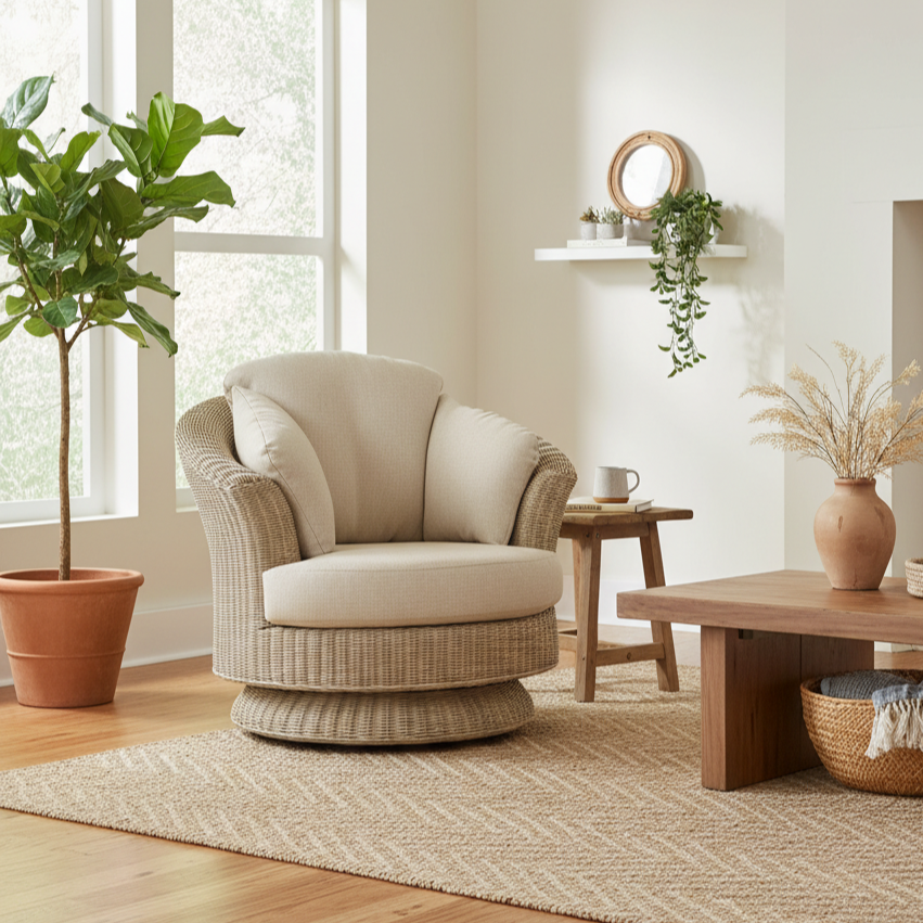 Lyon Naturalwash Swivel Chair in Belle Sand