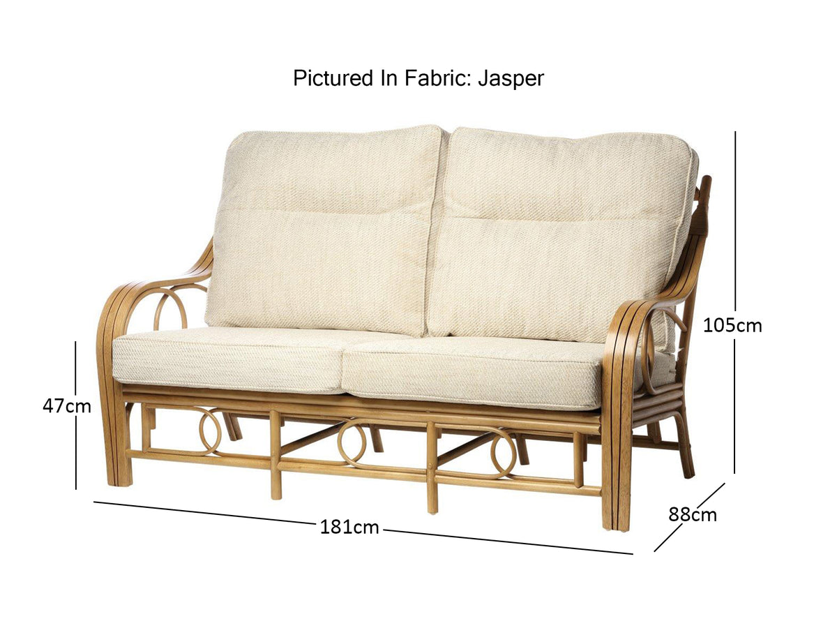 Madrid Light Oak Cane 3 Seater Sofa