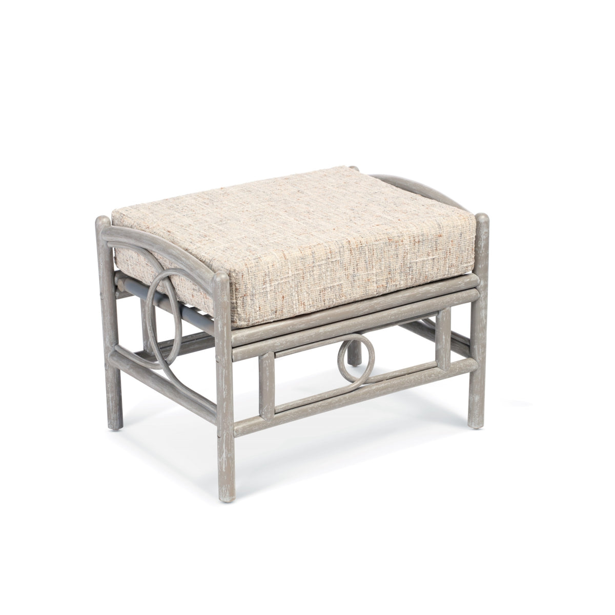 Madrid Grey Wash Cane Footstool