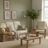 Madrid Light Oak 2 Seater and Armchair in Earth Beige