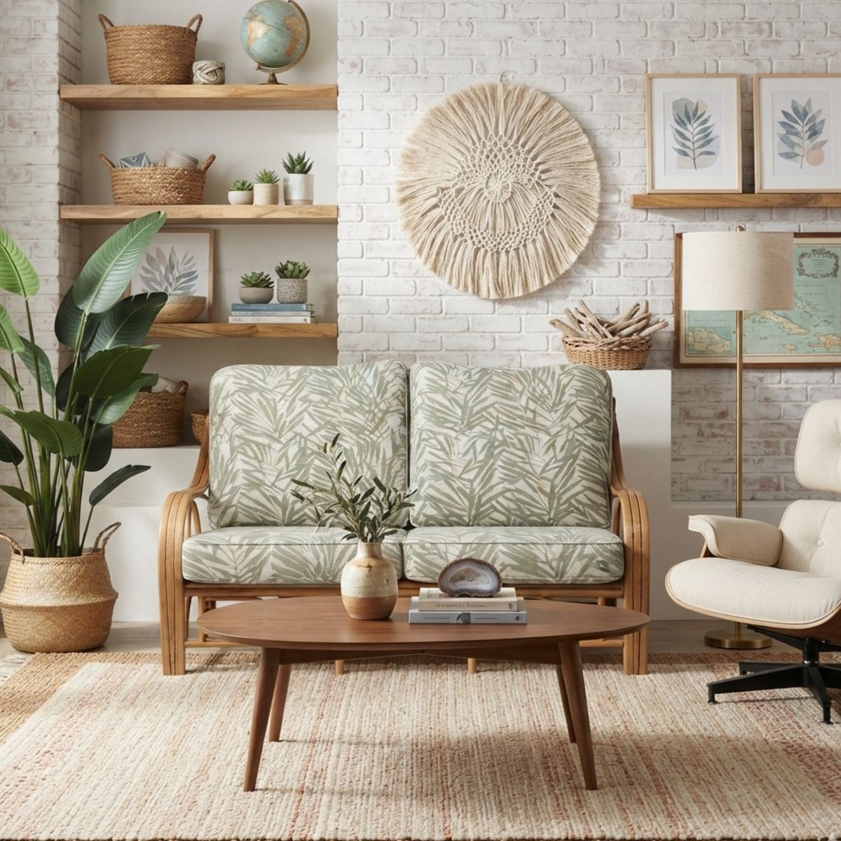 Madrid Light Oak Cane 3 Seater Sofa