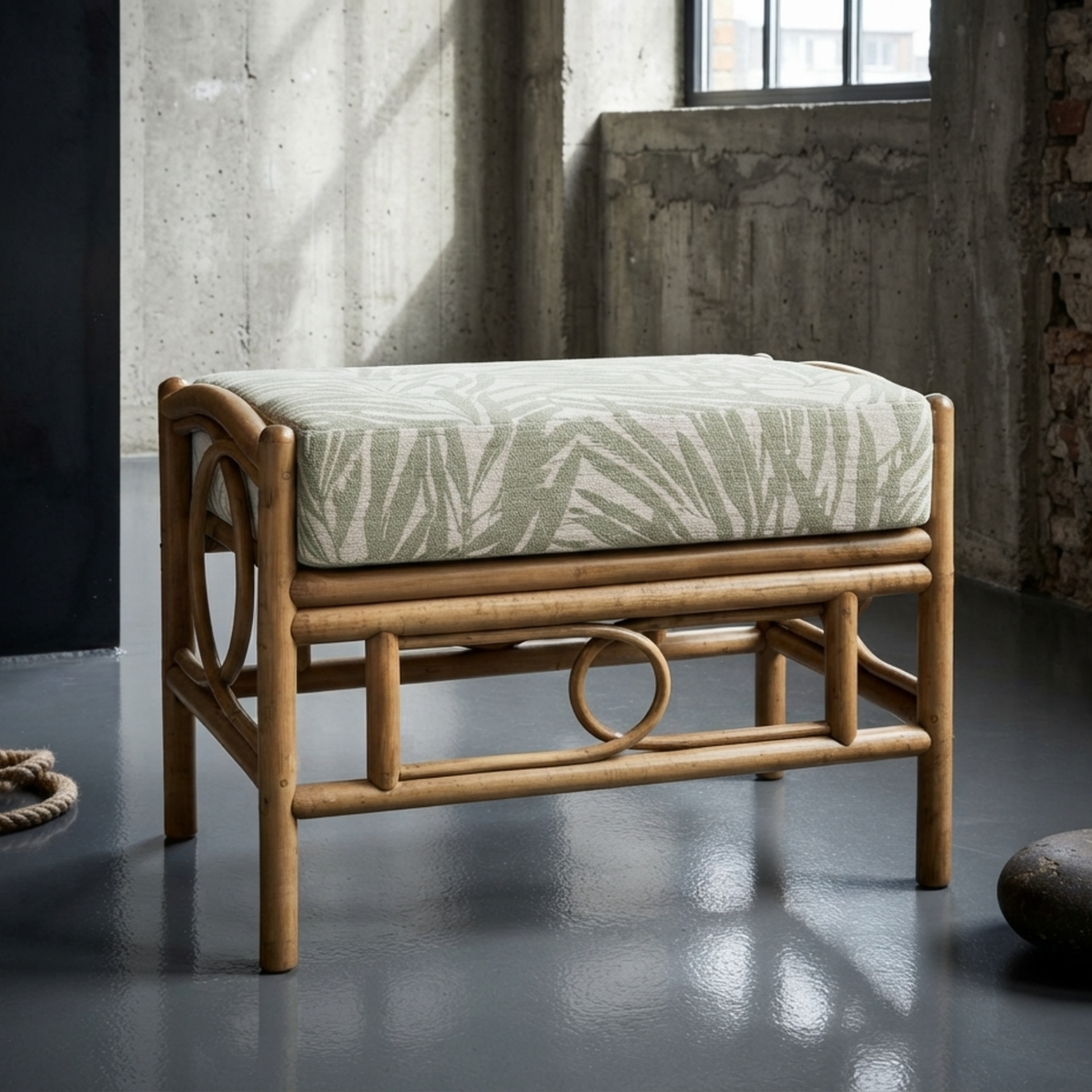 Desser Madrid Light Oak Cane Footstool