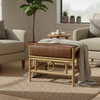 Desser Madrid Light Oak Cane Footstool in Rye