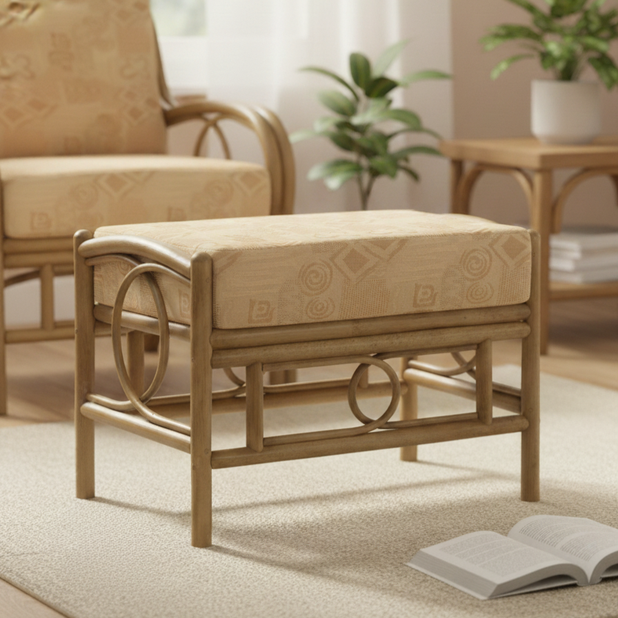 Desser Madrid Light Oak Cane Footstool in Zanzibar