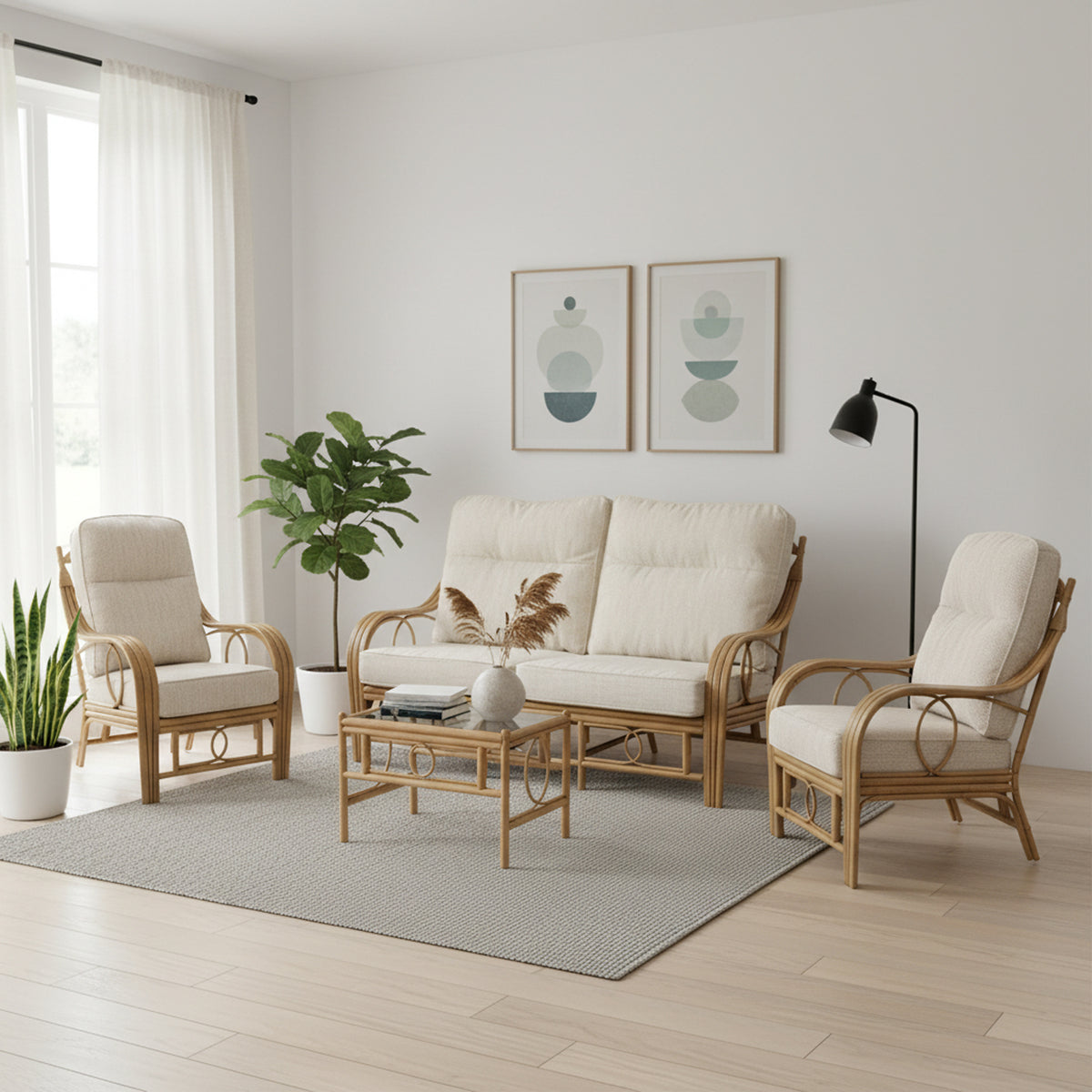 Madrid Light Oak 3-Seater Sofa & 2 Armchairs Suite