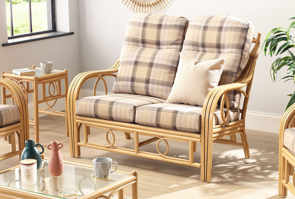 Madrid Light Oak Cane 2 Seater Sofa