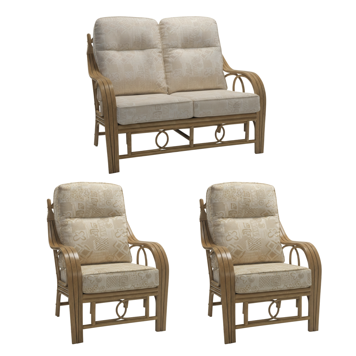Madrid Light Oak 2 Seater 3pc Suite in Zanzibar