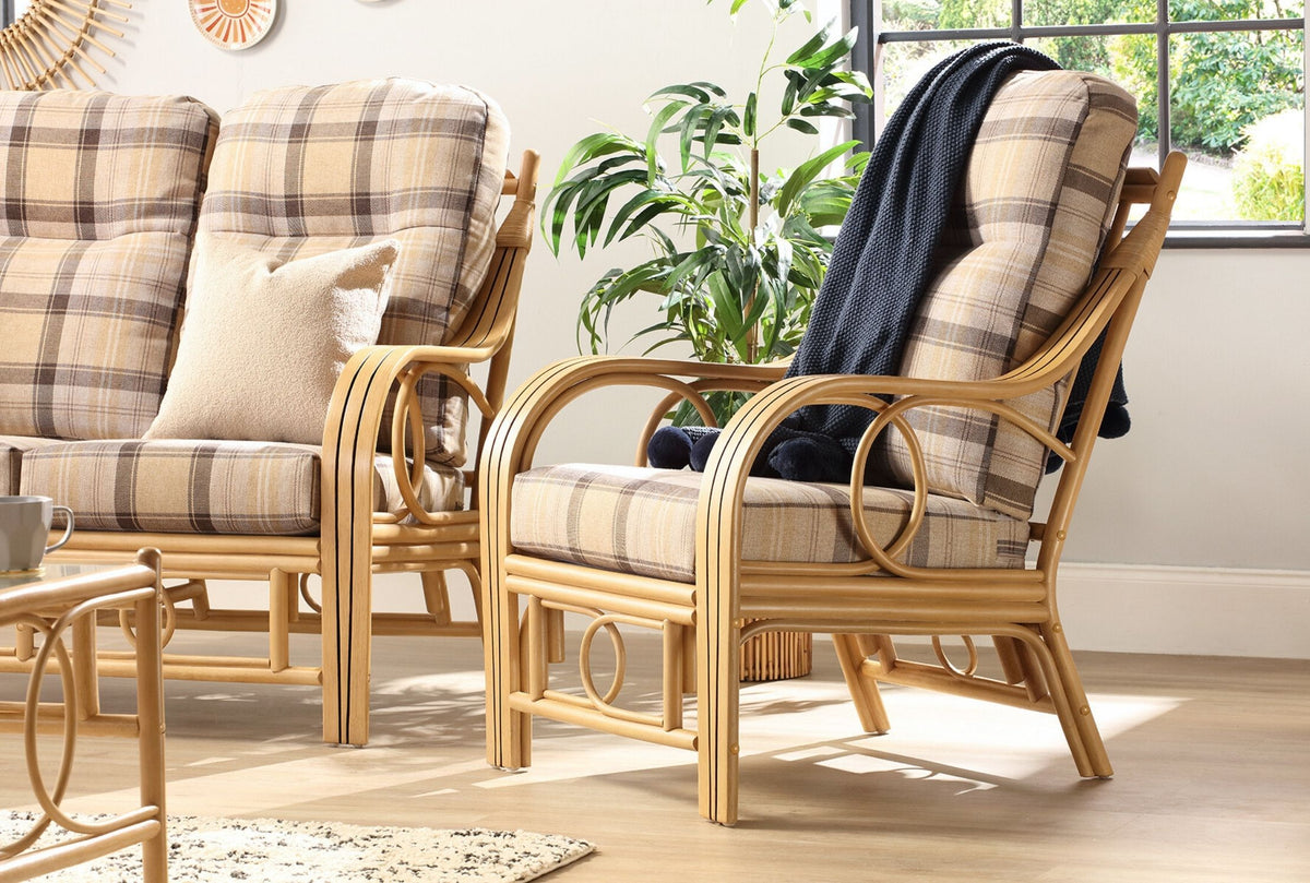 Madrid Light Oak Cane Armchair