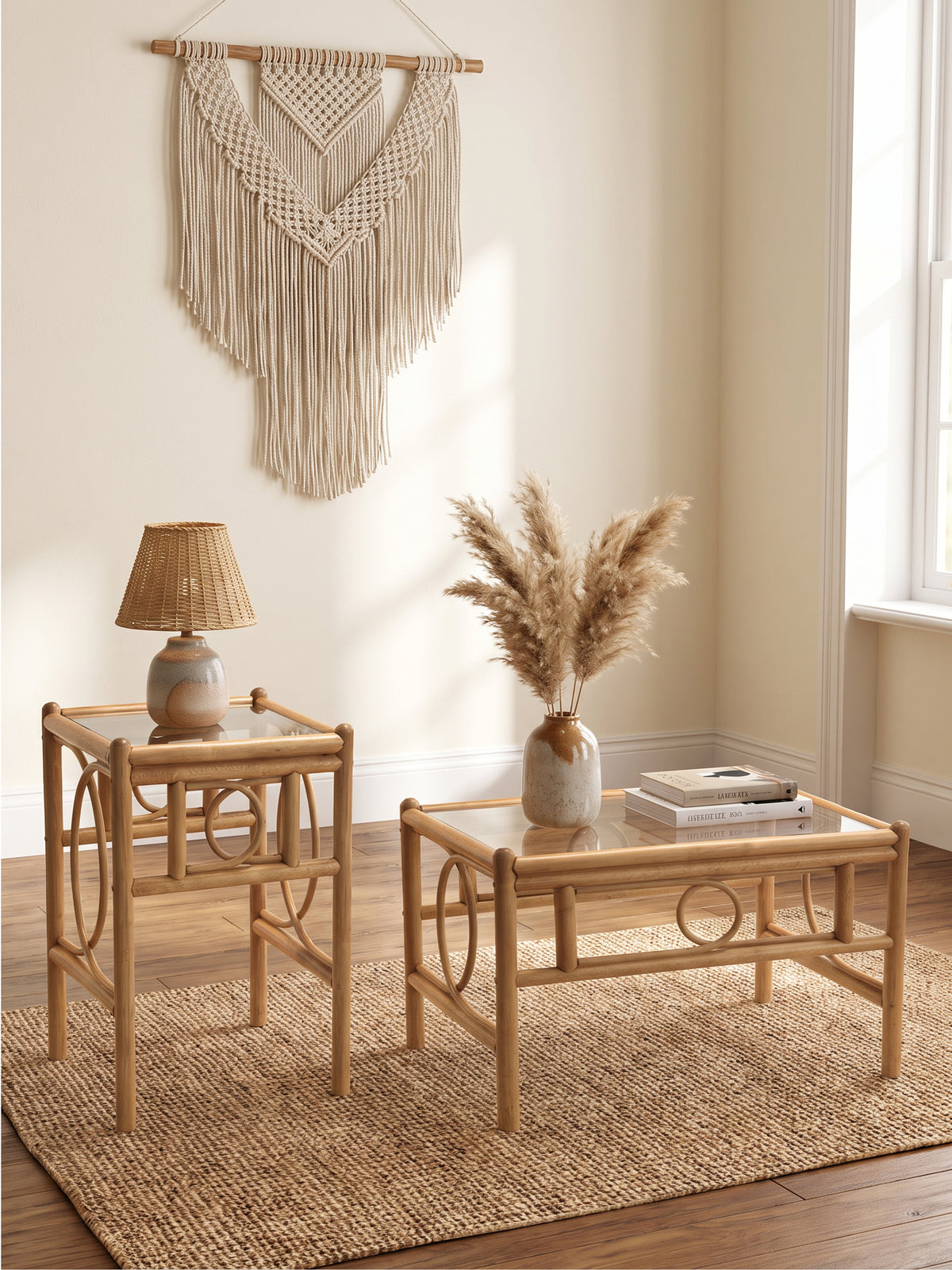 Madrid Light Oak Cane Coffee Table