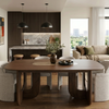 Marabie 200cm Walnut Dining Set – Open Ebony Base Table with 4 Marabie Greige Boucle Chairs