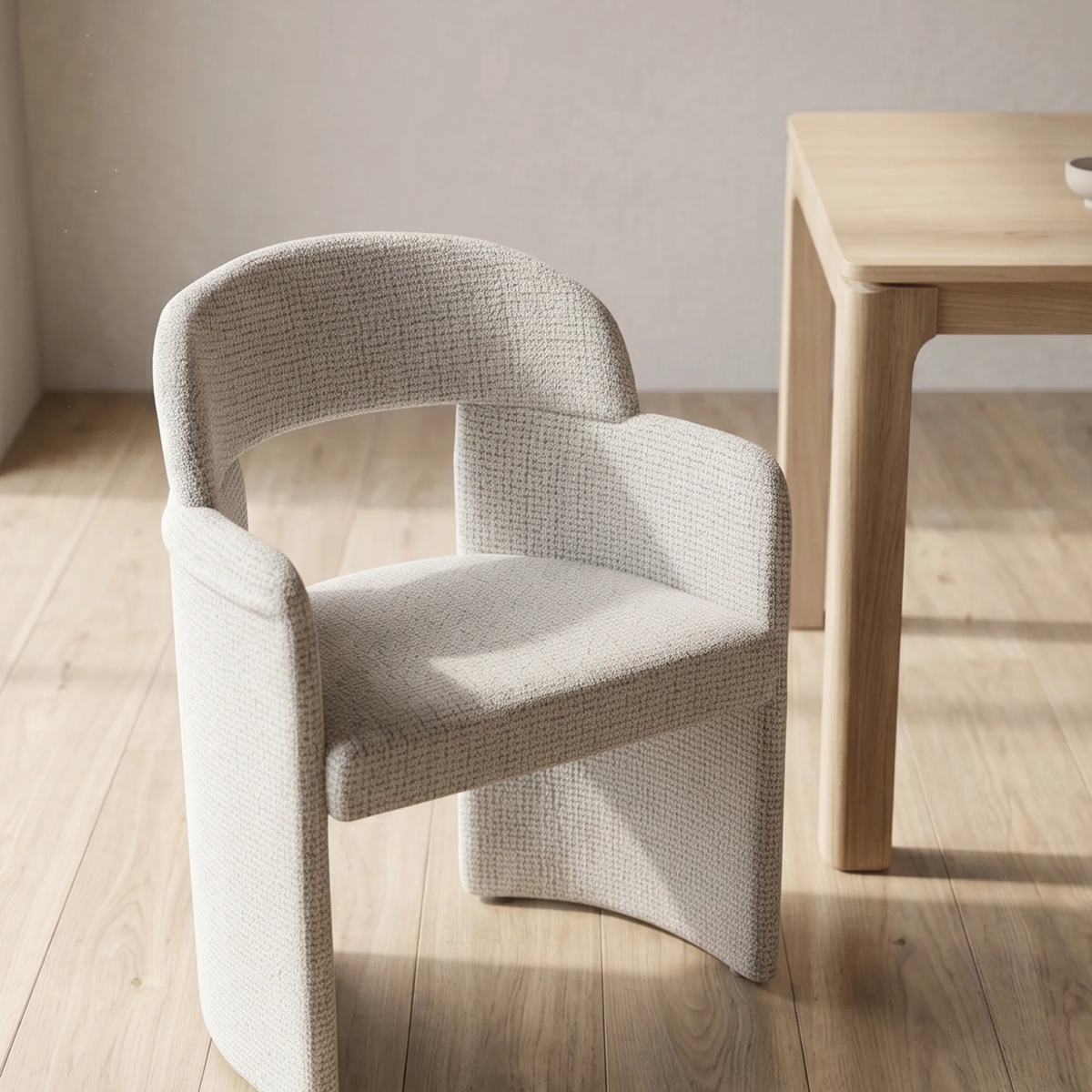 Marabie Sculptural Boucle Set of 2 Dining Armchairs