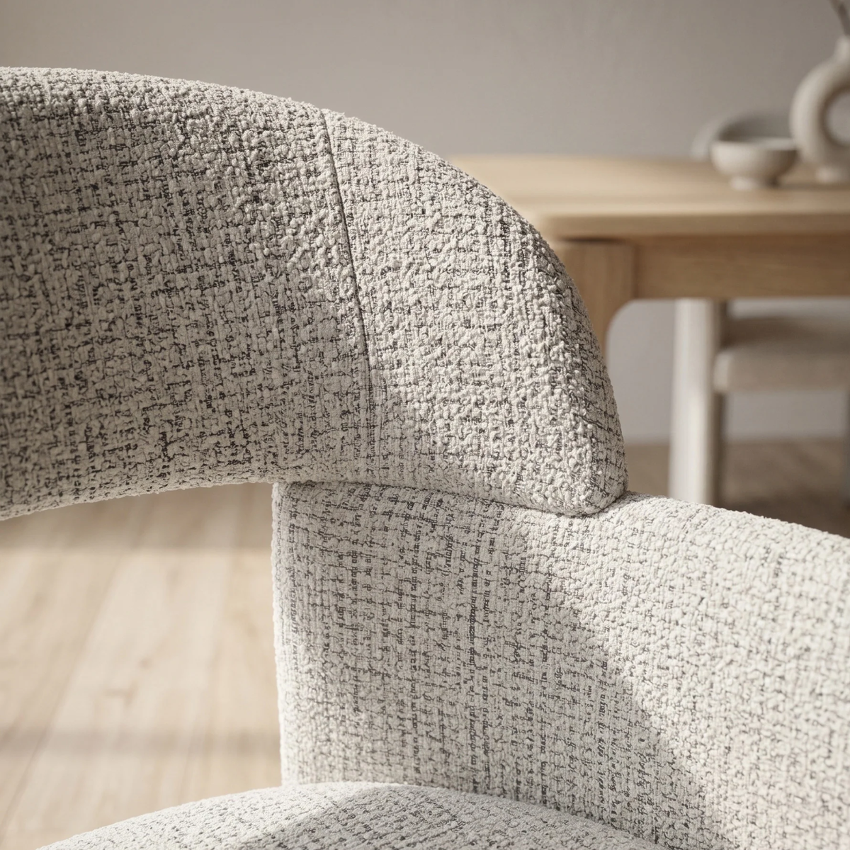 Marabie Sculptural Boucle Set of 2 Dining Armchairs