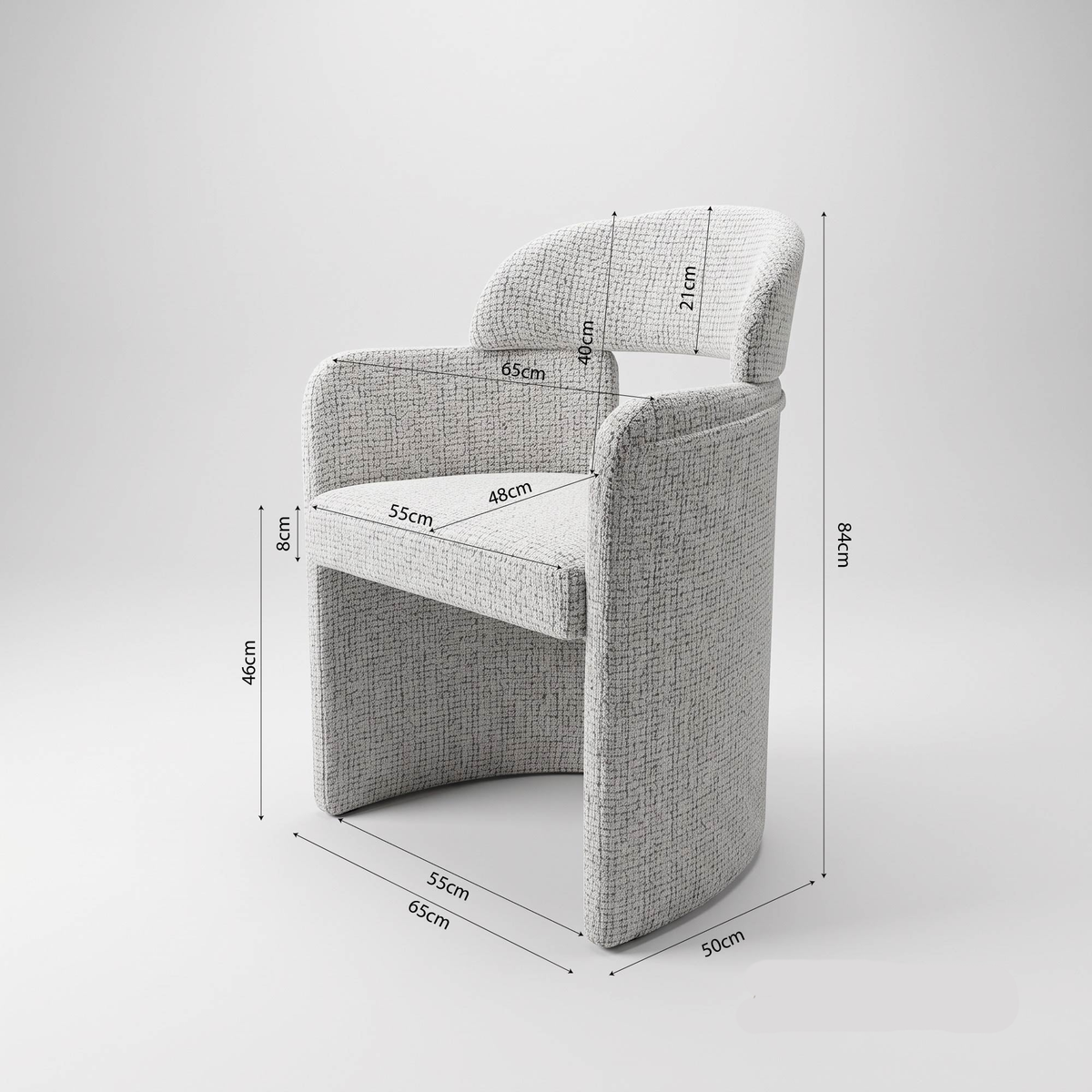 Marabie Sculptural Boucle Set of 2 Dining Armchairs